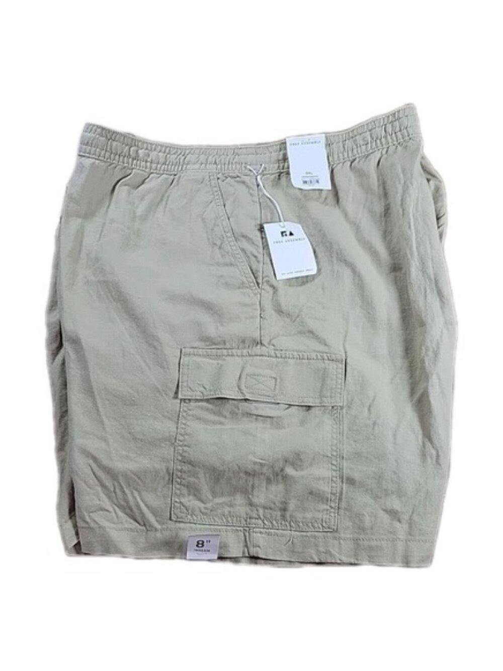 Free Assembly Cargo Shorts 3X Mens‎ Linen Blend Beige 8" Inseam NEW